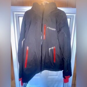 Spyder Men's Black & Red Ski Jacket with Red Zippers - Hi Vis - XL